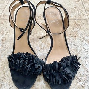 Banana Republic Black Suede Fringed High Heels